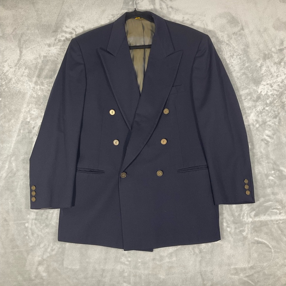 Blue Sport Coat Suit Jacket Blazer 100% Pure Wool Tailored in USA